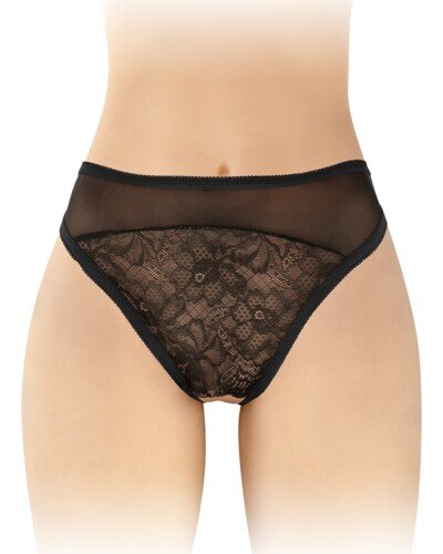 Tanga noir ouvert Ava - Fashion Secret