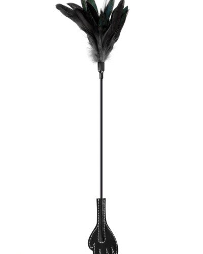 Mini cravache main avec plumes noires - Sweet Caress