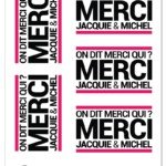 5 stickers J&M blanc logo rectangle