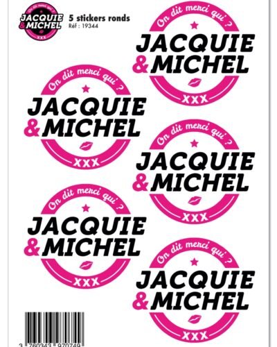5 stickers J&M blanc logo rond