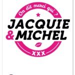 Grand sticker Jacquie & Michel rond blanc