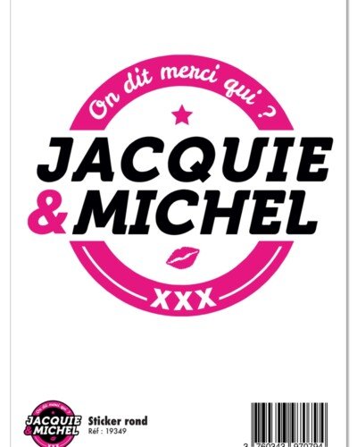 Grand sticker Jacquie & Michel rond blanc