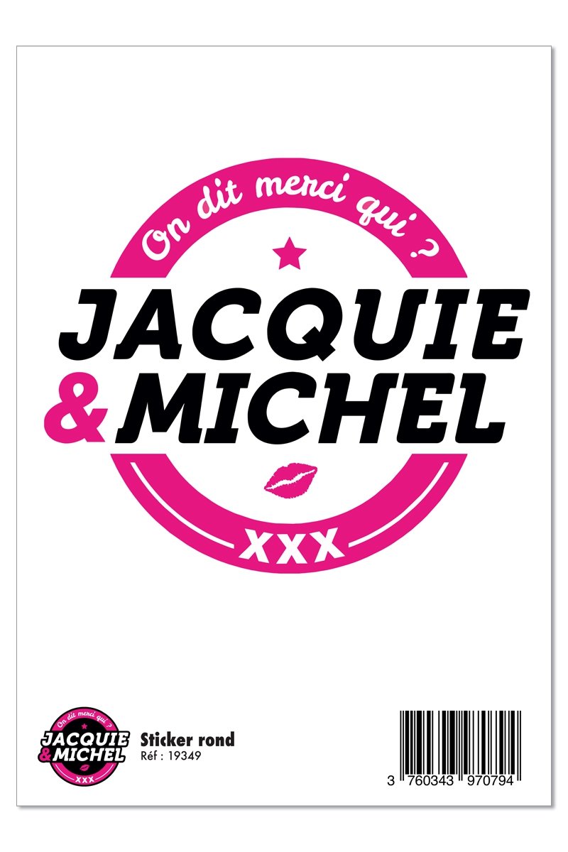 Grand sticker Jacquie & Michel rond blanc