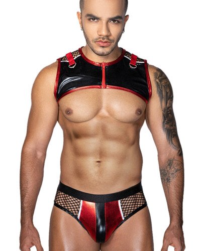 Ensemble sexy deux pièces rouge et noir - J Lingerie