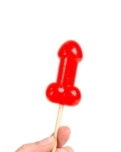 Sucette pénis à la cerise avec effet chauffant épicé