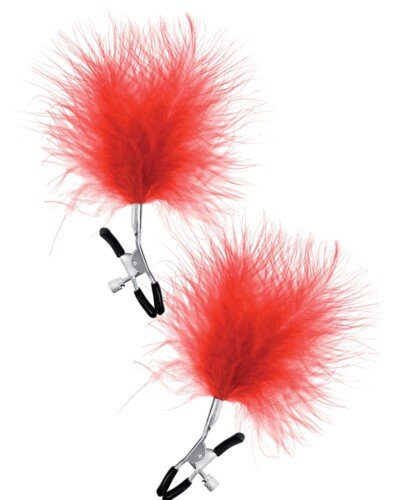 Pinces à seins plumeau rouge - Sweet Caress