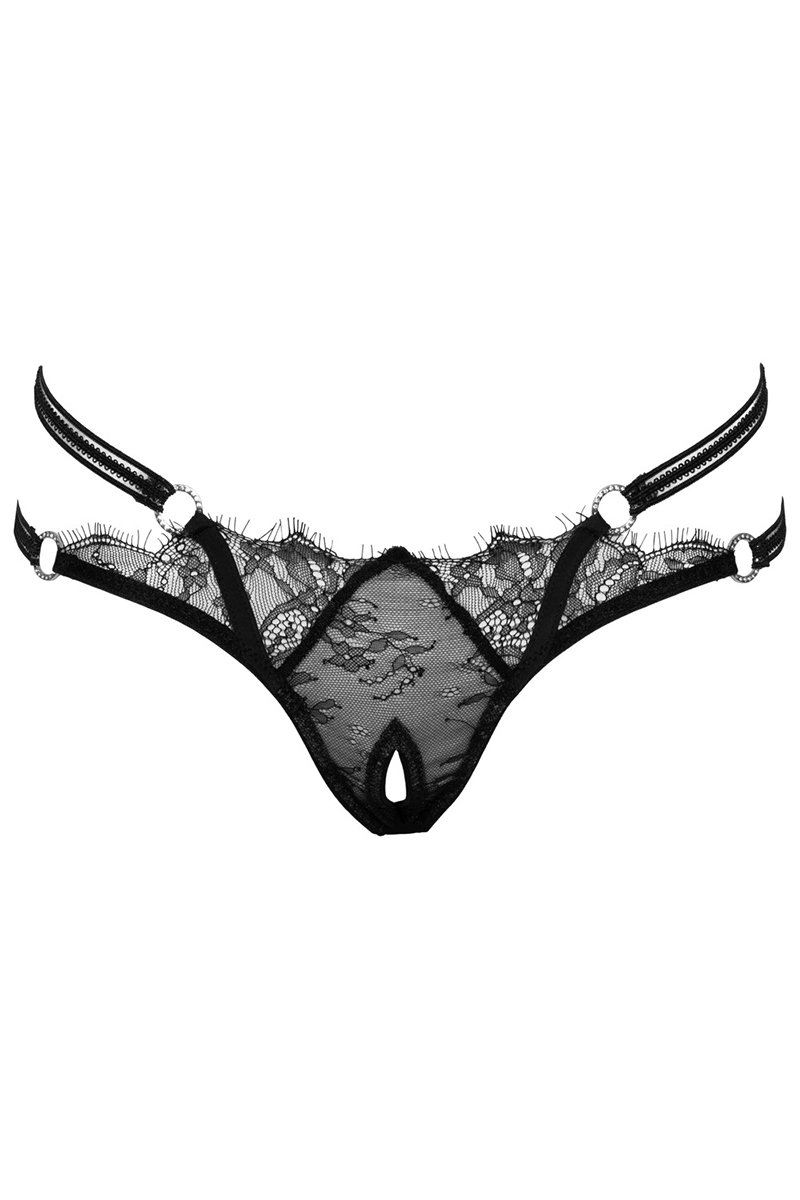 String Rio ouvert noir dentelle eyelash - Cottelli – Image 3